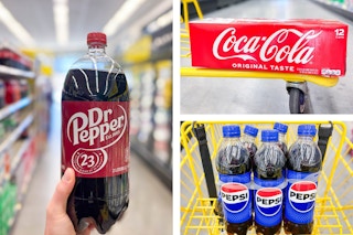 dollar general coca-cola, pepsi, dr pepper 3-photo collage