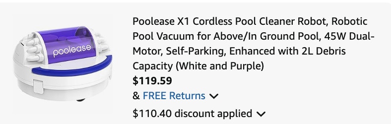 pool cleaner robot Amazon receipt