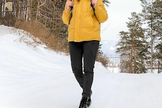 a woman wearing joggers