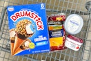 nestle drumstick, philadelphia, sargento, and daisy items in a shopping cart