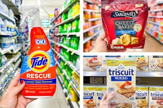 tide rescue, sargento cheese bakes, and triscuit crackers 3-photo collage