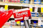 tylenol tablets on a cart handle