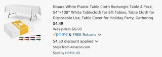 Table cloth 4-pack receipt Amazon