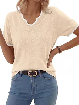 Women's Short Sleeve V-Neck Sweater