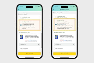 the two different offers for Amazon Day Shipping, digital rewards, or a 6% back amazon credit card offer