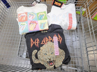 ac dc, rolling stones, and def leppard sweatshirts