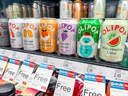 olipop soda cans sitting on a target shelf