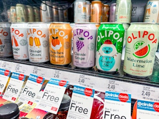 olipop soda cans sitting on a target shelf