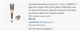 curling iron Amazon receipt