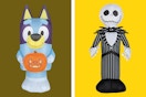 Bluey & Jack Skellington Yard Inflatables for Halloween
