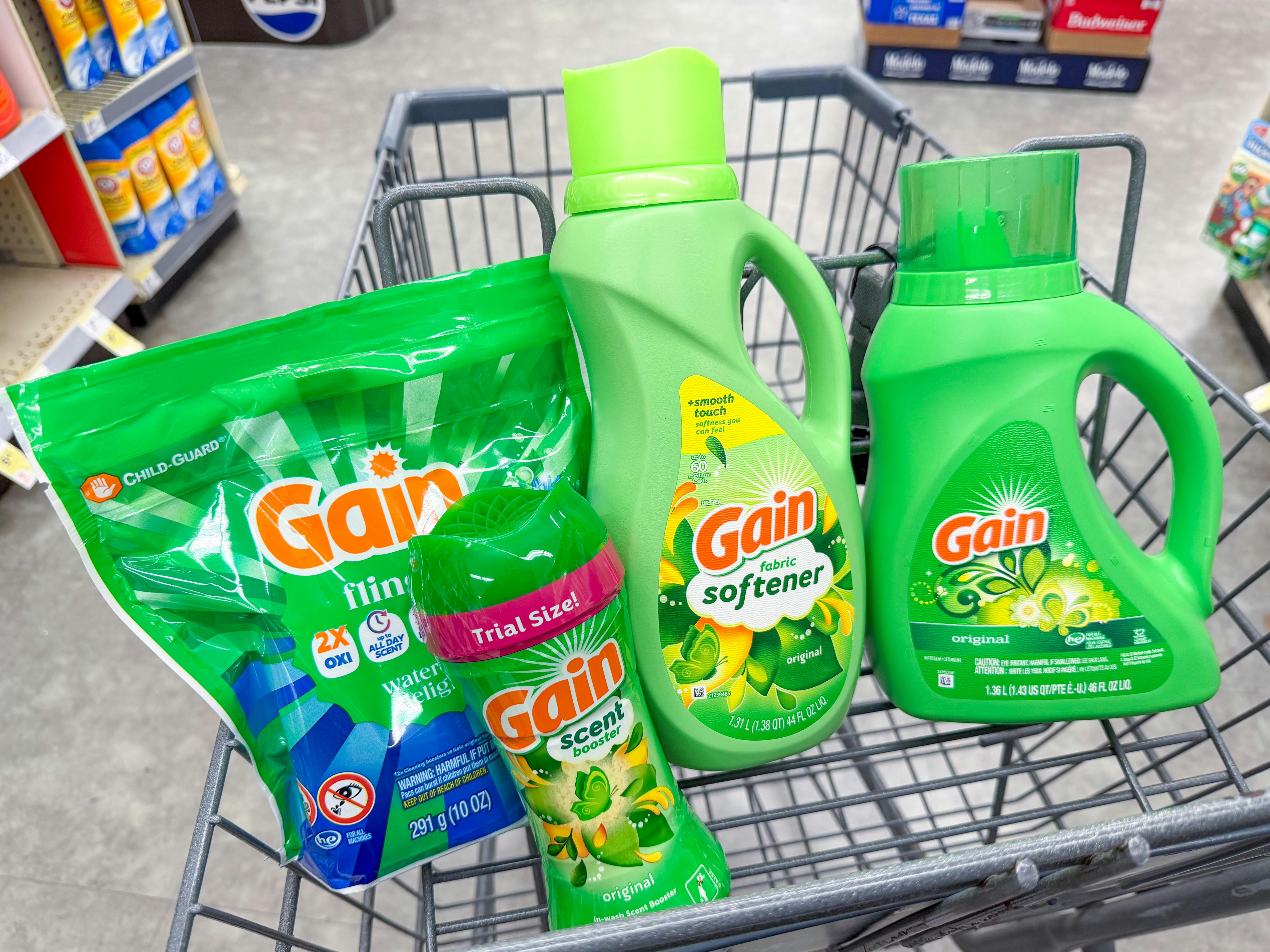 gain laundry items in walgreens cart