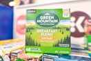 box of green mountain k-cups on a display shelf