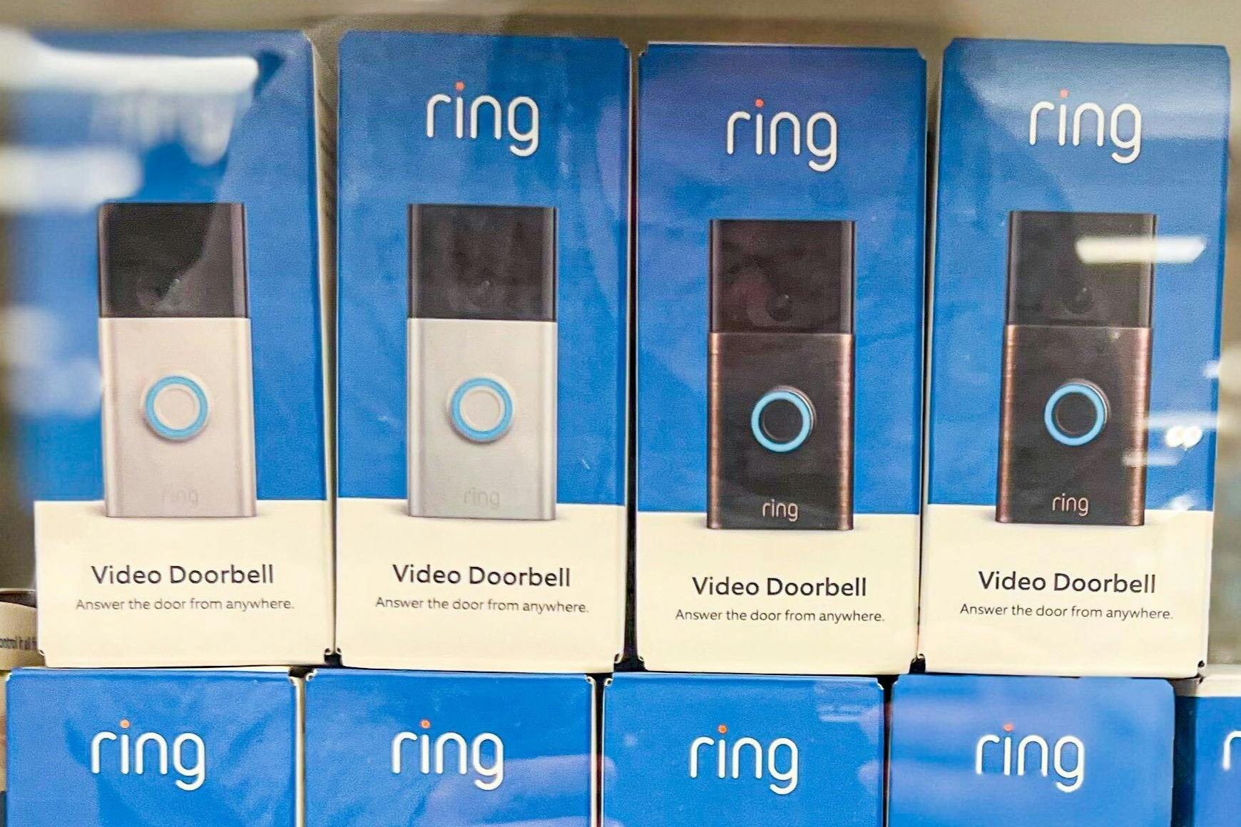 RIng Doorbell Cameras in glass display in the electronic section of Target