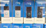 RIng Doorbell Cameras in glass display in the electronic section of Target