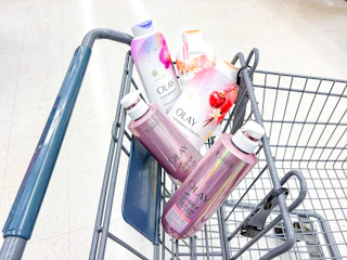 olay body washes in a walgreens cart