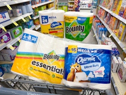 bounty and charmin paper products in walgreens cart