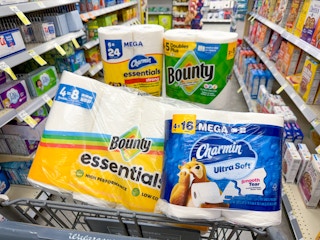 bounty and charmin paper products in walgreens cart