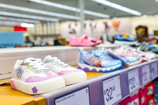 kids sneakers on shelf at target