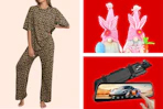 leopard lounge wear, Easter gnomes, dash cam