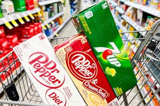 Soda in a shopping cart