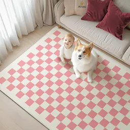 Washable Checkered Rug