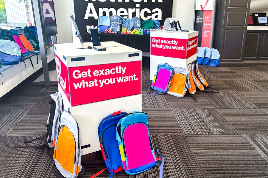backpacks from verizon in a verizon store