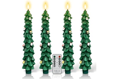 Flameless Christmas Tree Candle Set