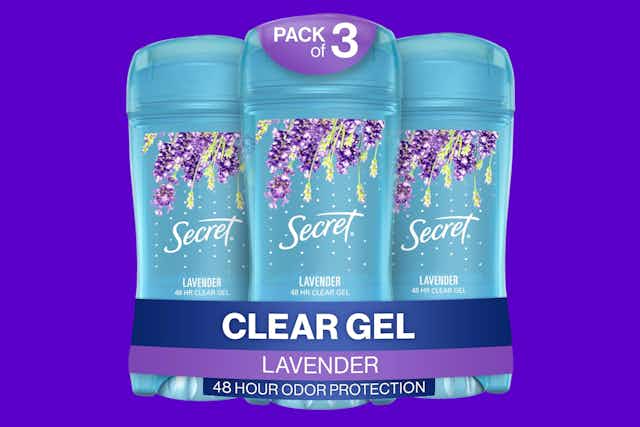 Secret Clear Gel Deodorant, as Low as $5.92 per Stick on Amazon card image