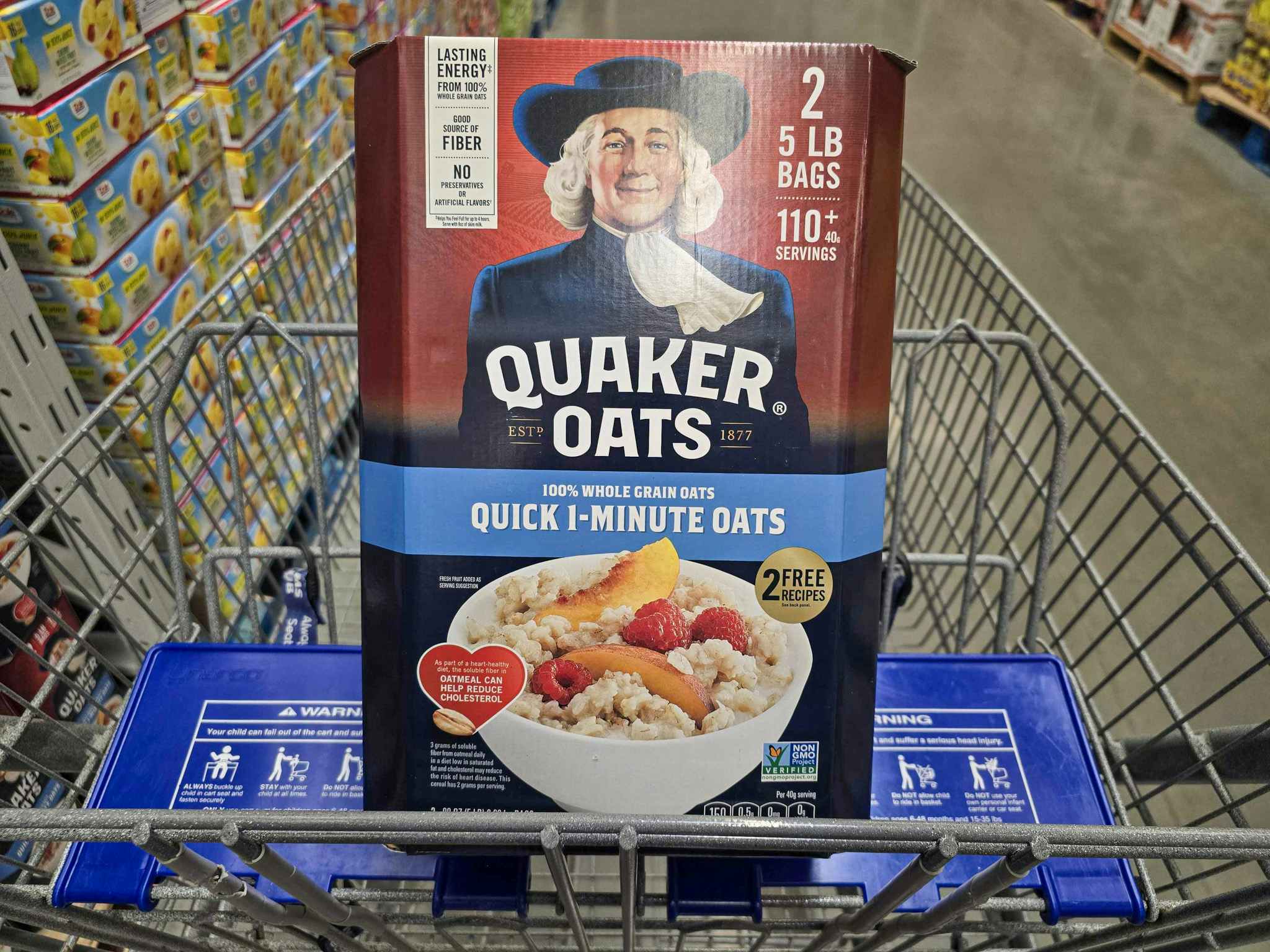 quaker oats in a cart