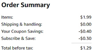 an amazon order summary ending in $1.29