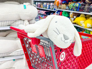 pillowfort jumbo bunny plush in target cart