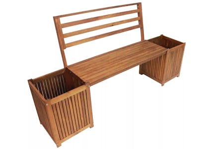 Hardwood Bench With Planters