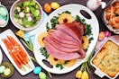 An Easter dinner spread on a table