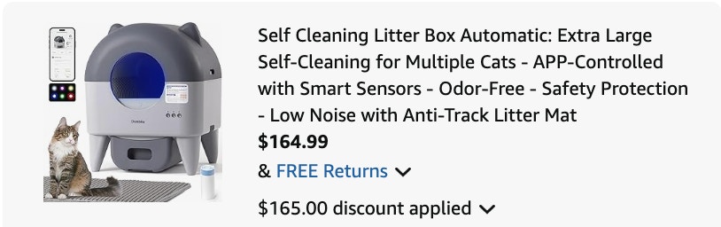 Cat litter Amazon receipt
