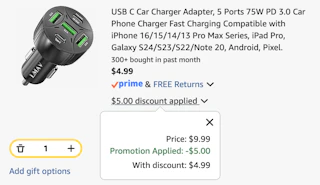 charger adapter Amazon receipt