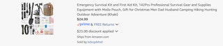 Amazon Emergency Survival and First Aid Kit 2025