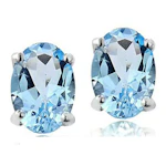 Blue Topaz Stud Earrings Set