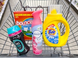 tide simply downy febreze bounce products in walgreens cart