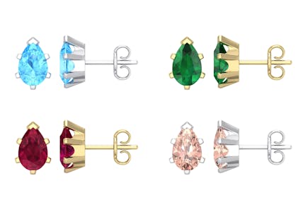 Gemstone Pear Stud Earrings