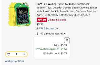 LCD tablet amazon receipt 