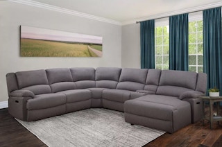 grey sectional set up in a living room