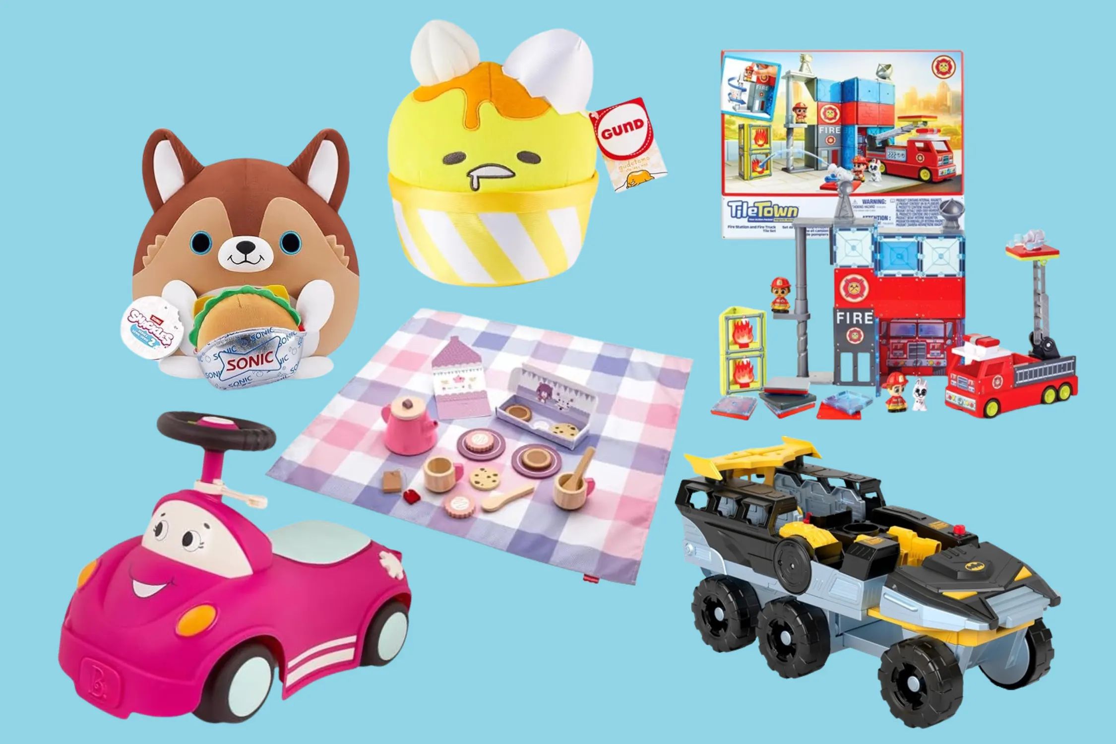6 toys stacked with Woot! logo and 60% off banner