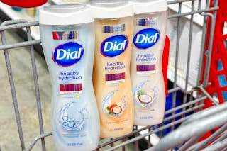 3 dial body wash sitting in a target cart