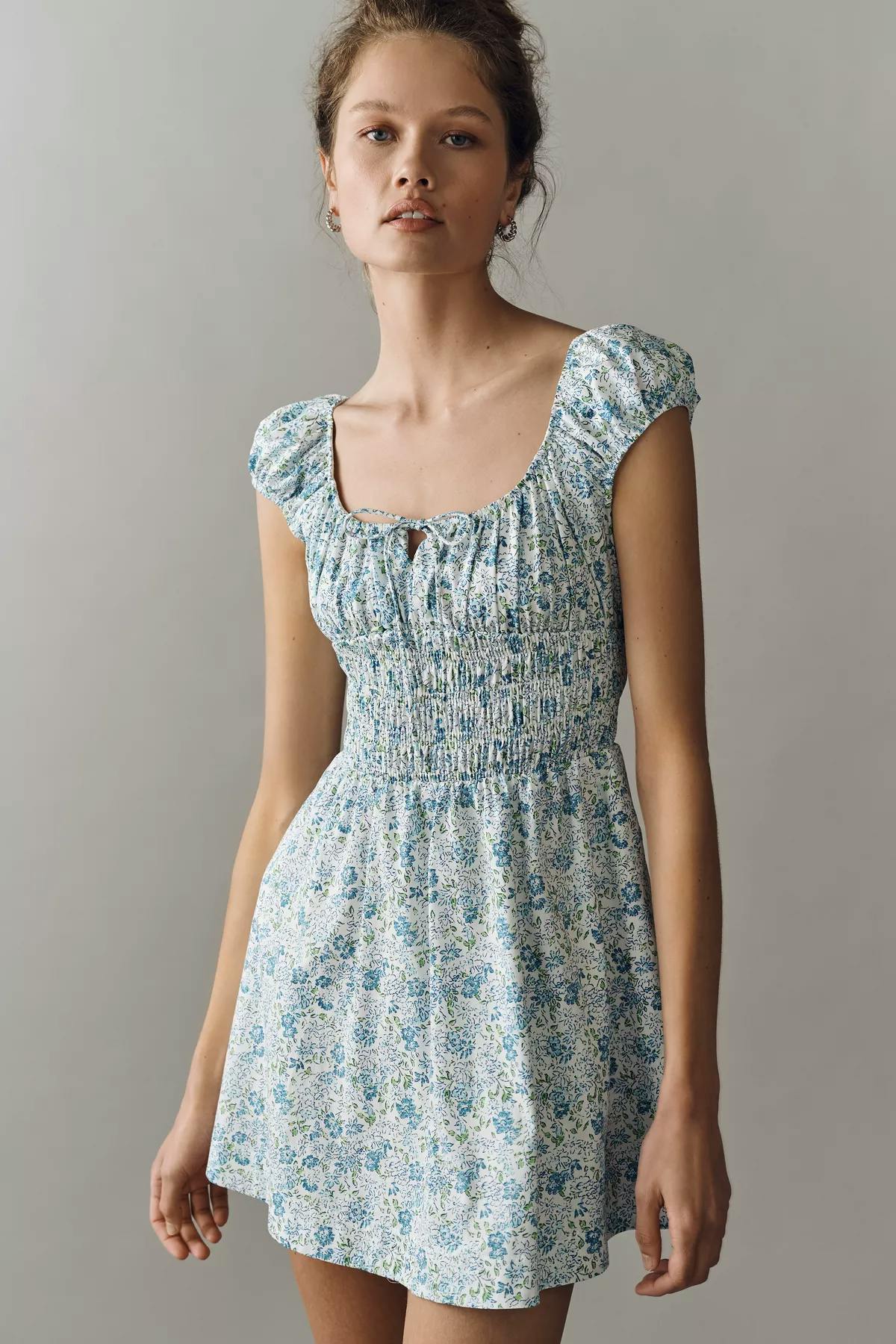 Cotton Smocked Mini Dress