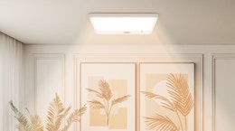 a ceiling light on in a room