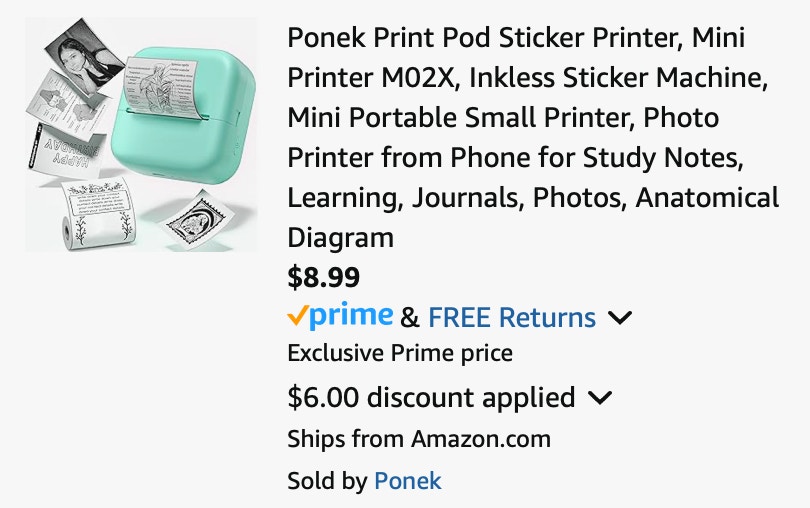 Amazon Mini Printer and Sticker Paper Roll 2025 2