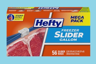 hefty bags on blue background