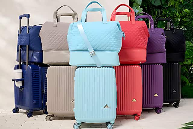 21-Inch Hardside Carry-On Luggage With Duffle Bag, $135 at QVC — Today Only card image
