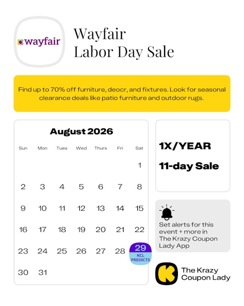 Wayfair Labor Day Sale 2026 dates