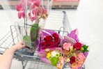aldi valentine-s day flowers in a shopping cart